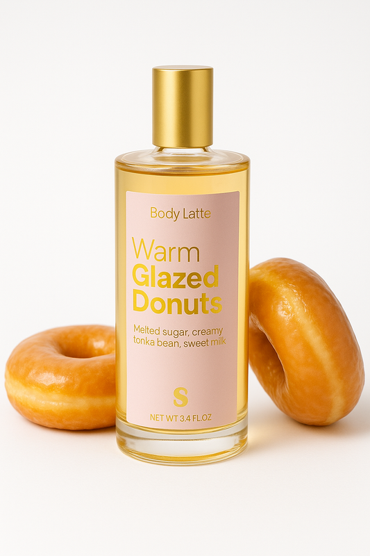 Warm glazed donuts body latte